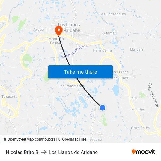 Nicolás Brito B to Los Llanos de Aridane map