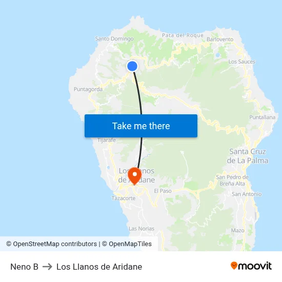 Neno B to Los Llanos de Aridane map