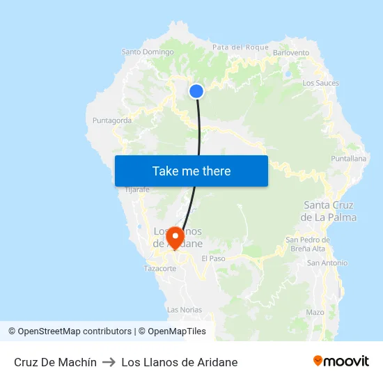 Cruz De Machín to Los Llanos de Aridane map
