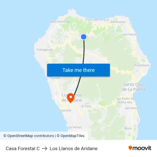 Casa Forestal C to Los Llanos de Aridane map