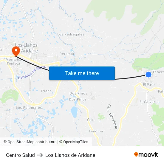 Centro Salud to Los Llanos de Aridane map