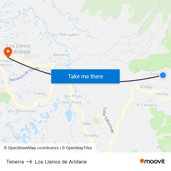 Tenerra to Los Llanos de Aridane map