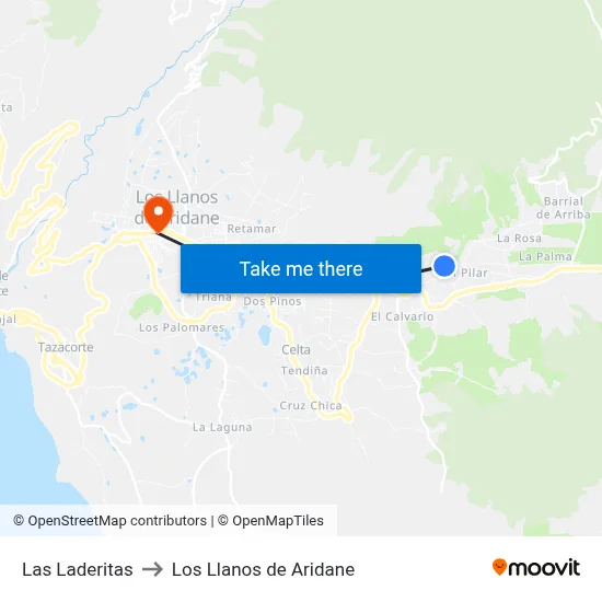 Las Laderitas to Los Llanos de Aridane map