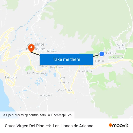 Cruce Virgen Del Pino to Los Llanos de Aridane map