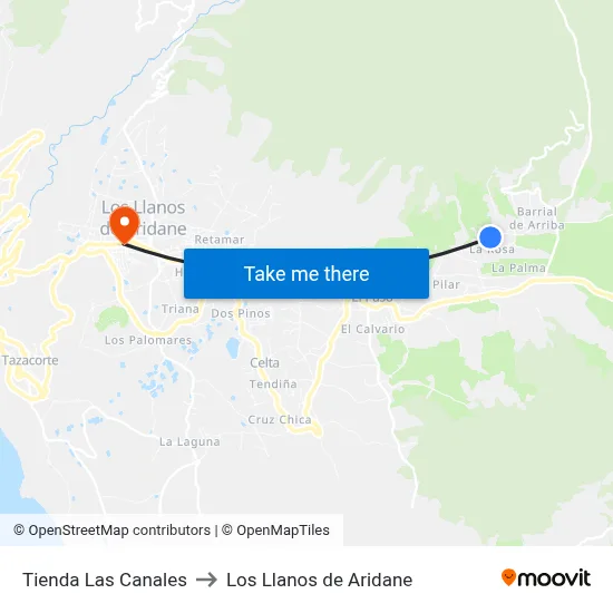 Tienda Las Canales to Los Llanos de Aridane map