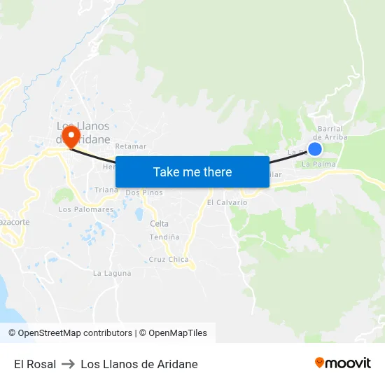 El Rosal to Los Llanos de Aridane map