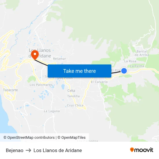 Bejenao to Los Llanos de Aridane map