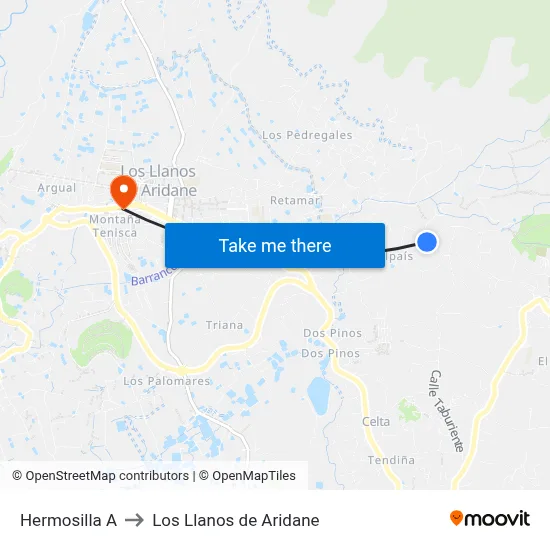 Hermosilla A to Los Llanos de Aridane map