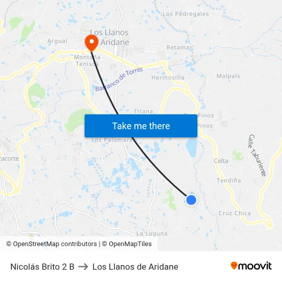 Nicolás Brito 2 B to Los Llanos de Aridane map