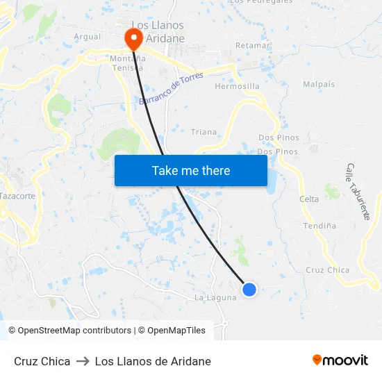 Cruz Chica to Los Llanos de Aridane map
