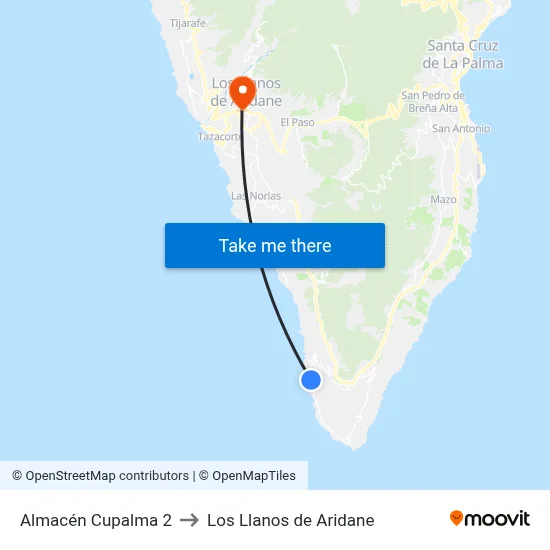 Almacén Cupalma 2 to Los Llanos de Aridane map
