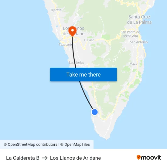 La Caldereta B to Los Llanos de Aridane map