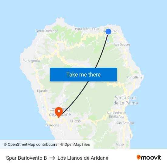 Spar Barlovento B to Los Llanos de Aridane map
