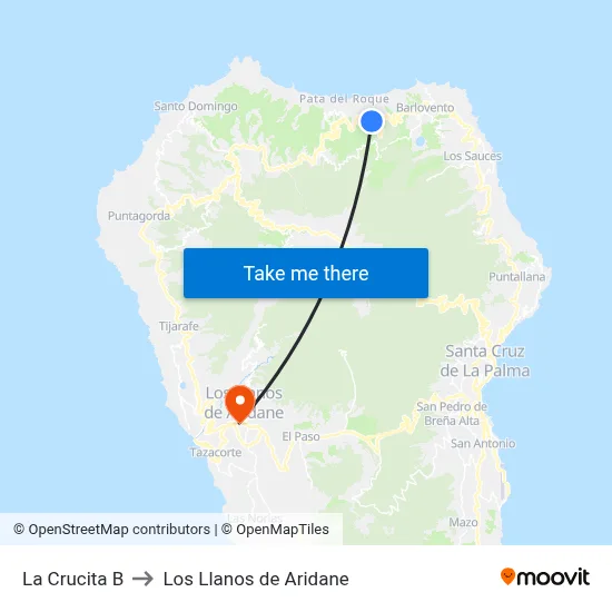 La Crucita B to Los Llanos de Aridane map