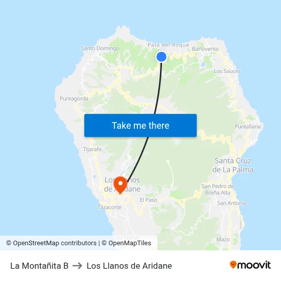 La Montañita B to Los Llanos de Aridane map