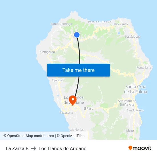 La Zarza B to Los Llanos de Aridane map