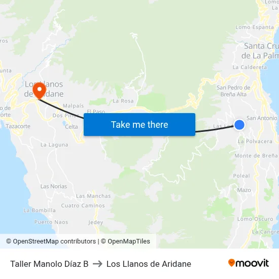 Taller Manolo Díaz B to Los Llanos de Aridane map