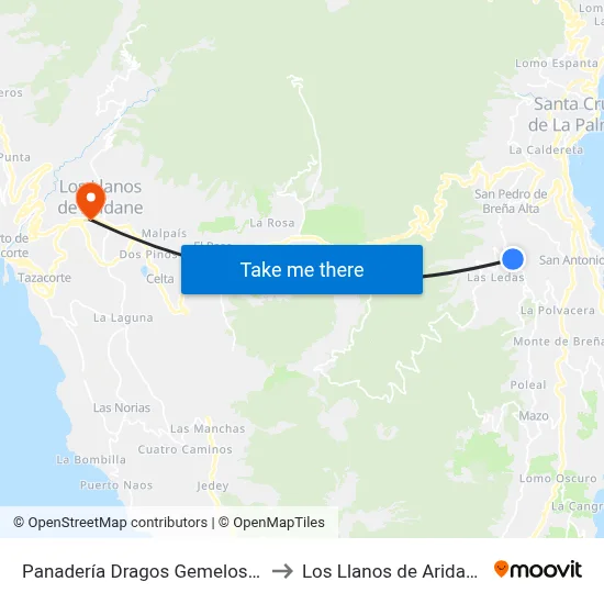 Panadería Dragos Gemelos B to Los Llanos de Aridane map