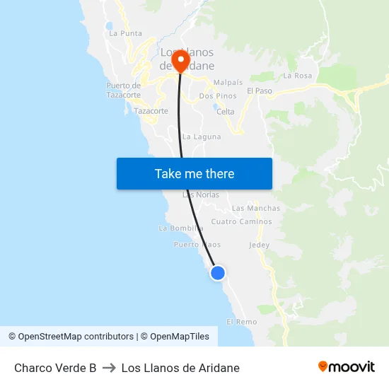 Charco Verde B to Los Llanos de Aridane map