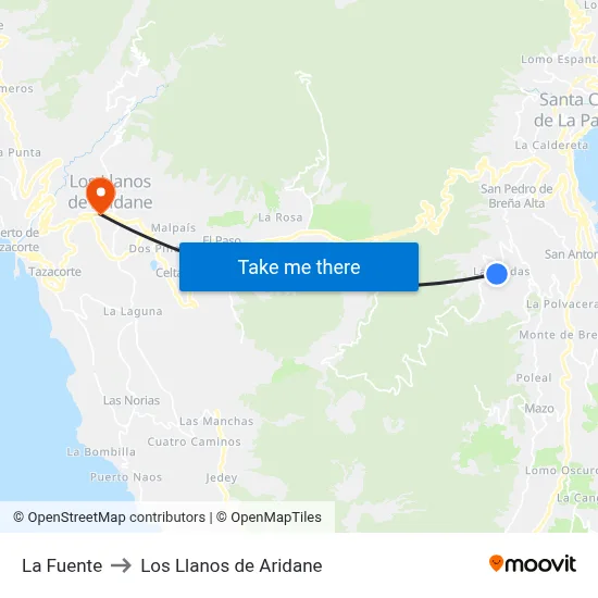 La Fuente to Los Llanos de Aridane map