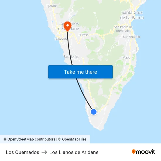 Los Quemados to Los Llanos de Aridane map