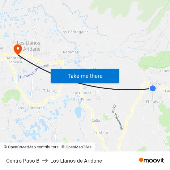 Centro Paso B to Los Llanos de Aridane map