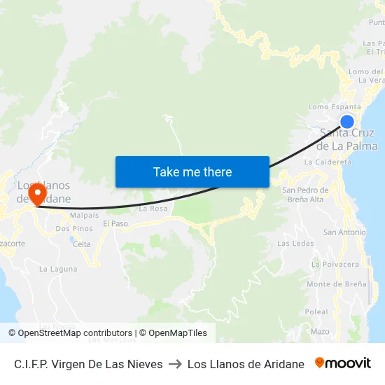 C.I.F.P. Virgen De Las Nieves to Los Llanos de Aridane map