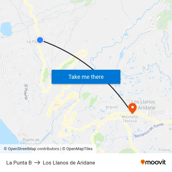 La Punta B to Los Llanos de Aridane map