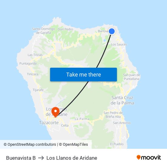 Buenavista B to Los Llanos de Aridane map