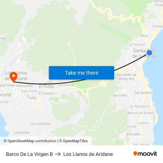 Barco De La Virgen B to Los Llanos de Aridane map