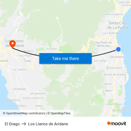 El Drago to Los Llanos de Aridane map