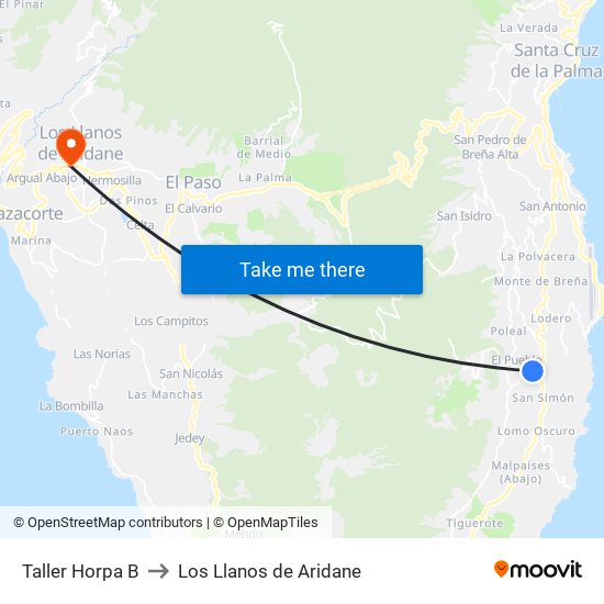 Taller Horpa B to Los Llanos de Aridane map
