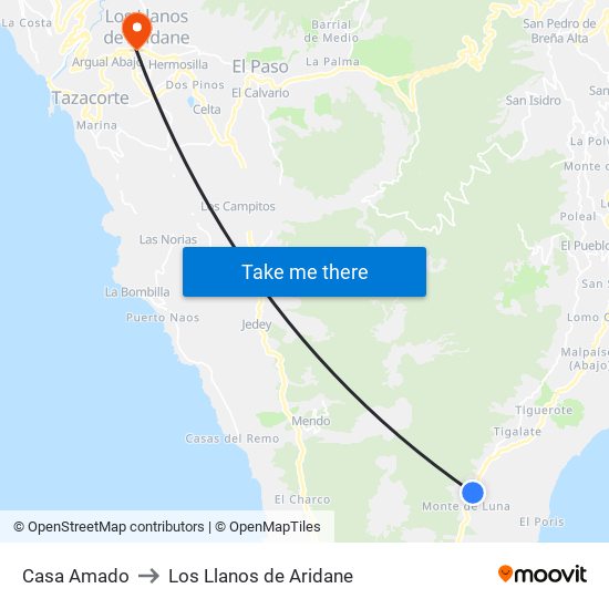Casa Amado to Los Llanos de Aridane map