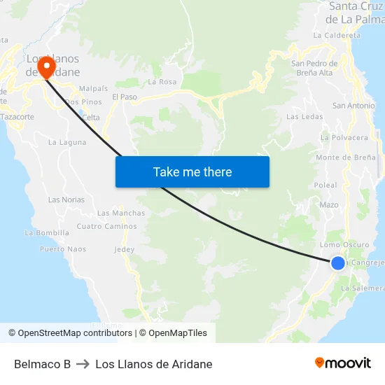 Belmaco B to Los Llanos de Aridane map