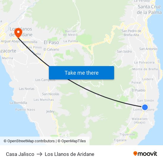 Casa Jalisco to Los Llanos de Aridane map