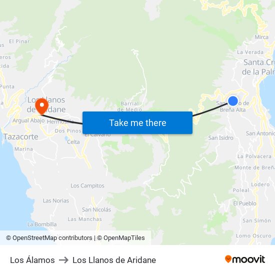 Los Álamos to Los Llanos de Aridane map
