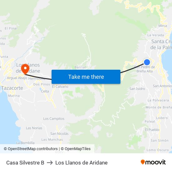 Casa Silvestre B to Los Llanos de Aridane map