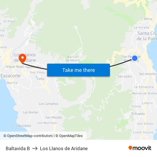 Baltavida B to Los Llanos de Aridane map
