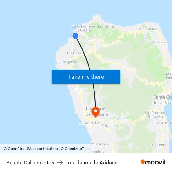 Bajada Callejoncitos to Los Llanos de Aridane map
