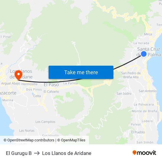 El Gurugu B to Los Llanos de Aridane map