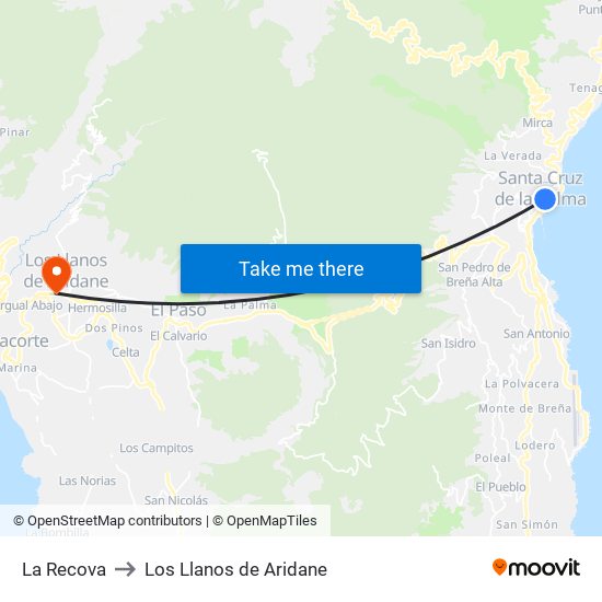 La Recova to Los Llanos de Aridane map