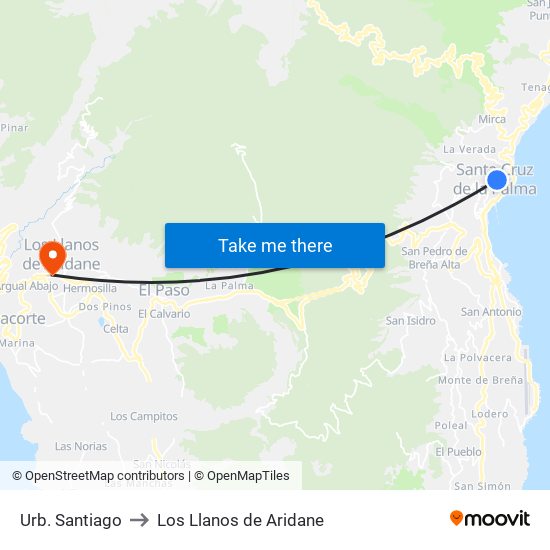 Urb. Santiago to Los Llanos de Aridane map