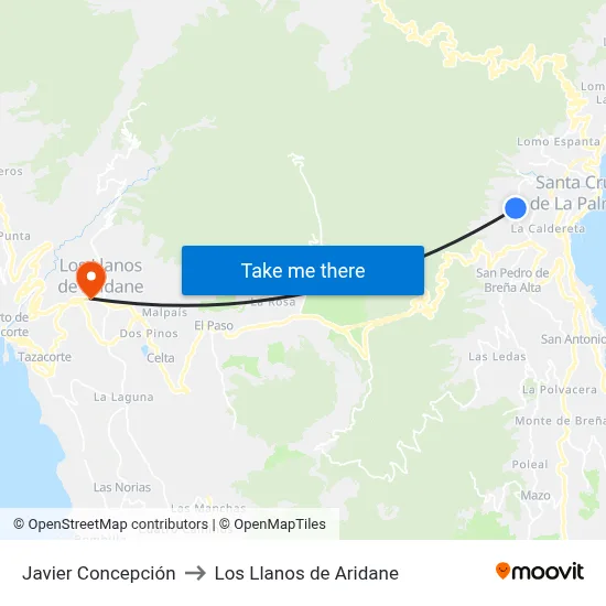 Javier Concepción to Los Llanos de Aridane map