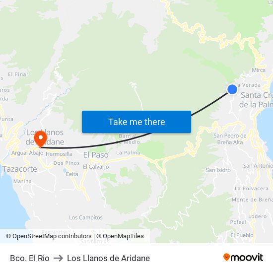 Bco. El Rio to Los Llanos de Aridane map