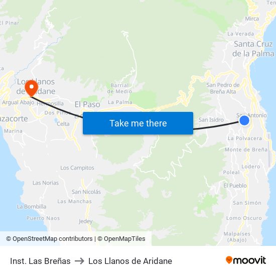 Inst. Las Breñas to Los Llanos de Aridane map
