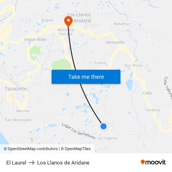 El Laurel to Los Llanos de Aridane map