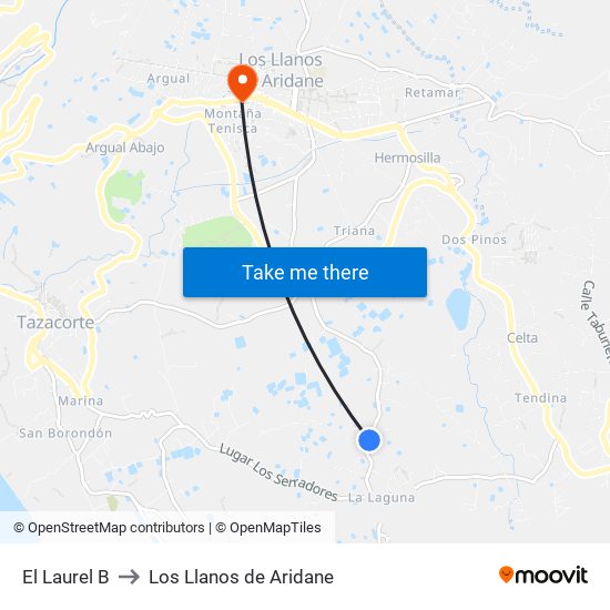 El Laurel B to Los Llanos de Aridane map