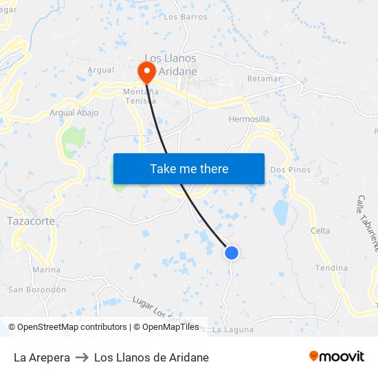 La Arepera to Los Llanos de Aridane map