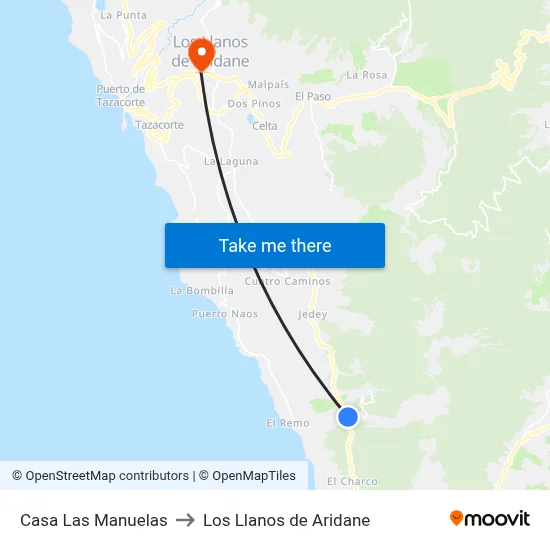 Casa Las Manuelas to Los Llanos de Aridane map
