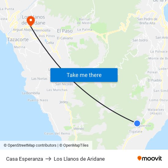 Casa Esperanza to Los Llanos de Aridane map